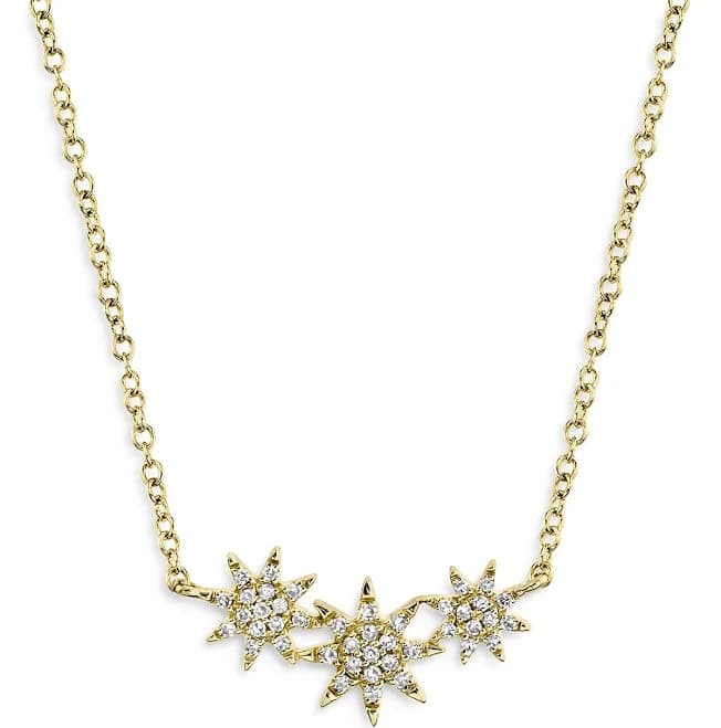 14K Yellow Diamond Star Pendant Necklace