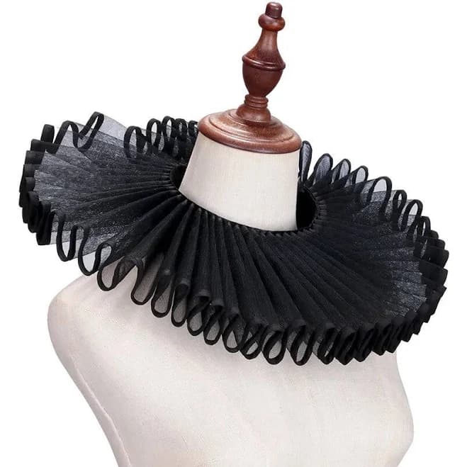 Pleat Drama Mesh Ruffle Collar