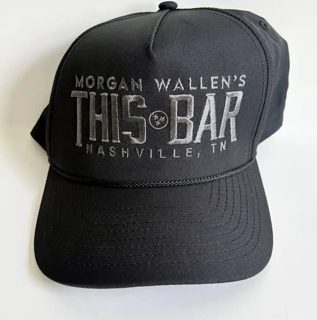Morgan Wallen’s This Bar Nashville Tn Black Snapback Rope Hat One Size