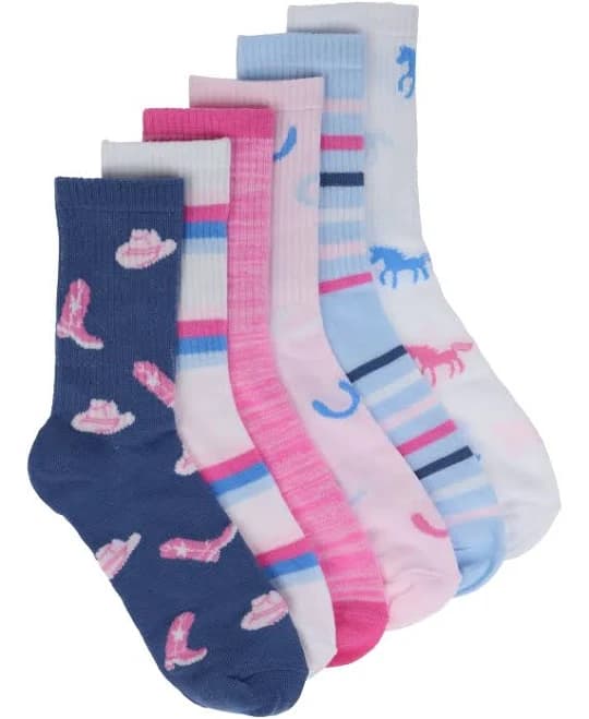 Wonder Nation Girls 6pk Cowboy Crew Socks