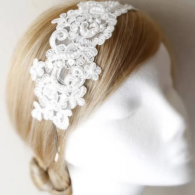 Pearl Beaded Lace Headband