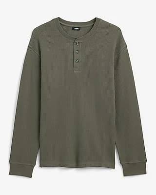 Express Men's Textured Waffle Long Sleeve Henley