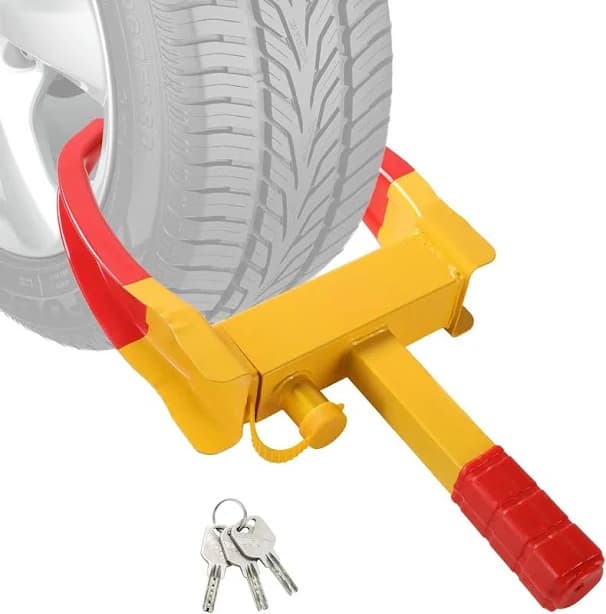 Wheel Clamp Lock | Heavy Duty Anti Theft Tire Lock, Adjustable Trailer