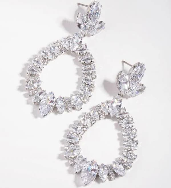 Lovisa Silver Diamante Pear Drop