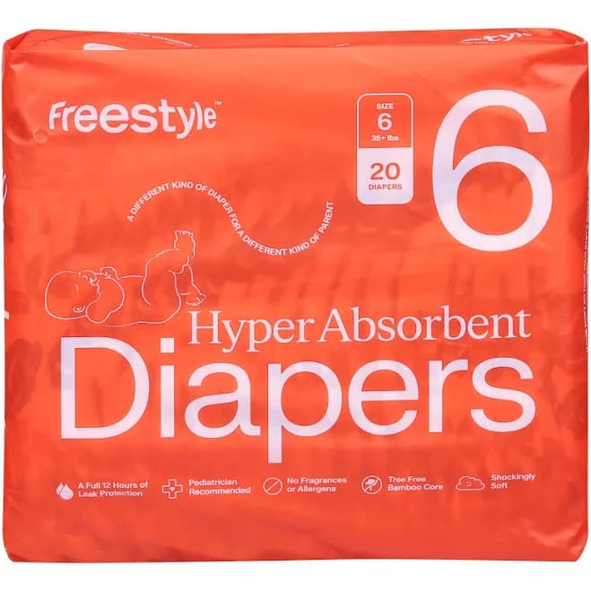 Freestyle Baby Size 6 Diapers: Premium Comfort for Your Little One (20 Ct., Case of 6)