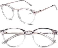 Amazon.com: AQWANO Blue Light Blocking Reading Glasses Women Men, Round Computer Readers Anti Eyestrain/UV/Glare Gaming Fashion Glasses Metal Spring Hinge Frame Large Lens, Transparent 1.0 : Health & Household