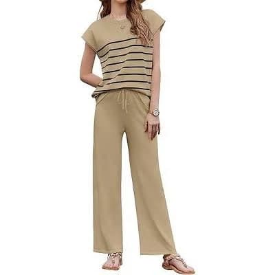 Ekouaer Women's Striped 2-Piece Lounge Set