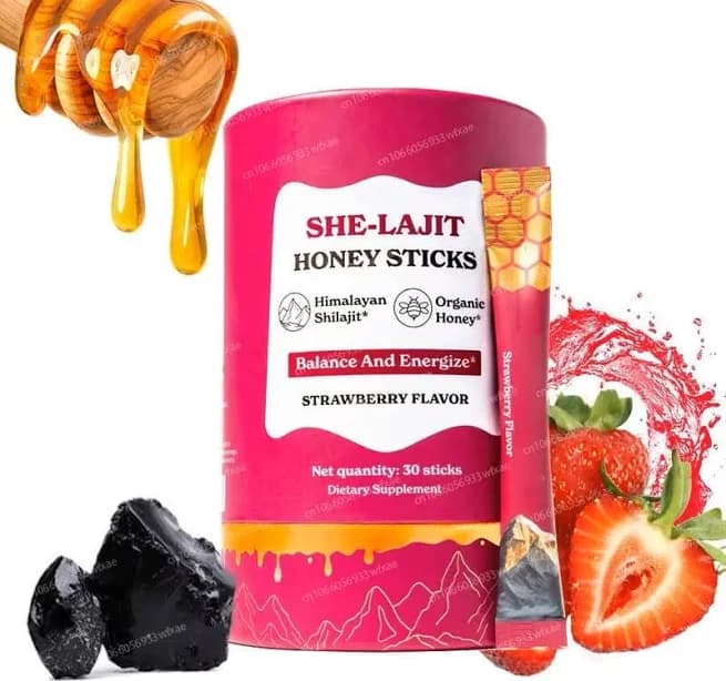 Strawberry Shilajit Honey Sticks: Women's Multi-Mineral Supplement