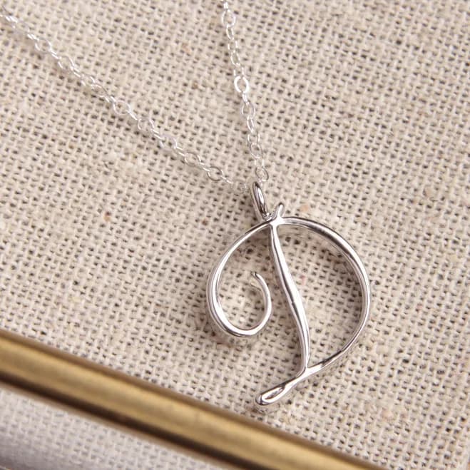 Personalized Dainty Silver D Initial Pendant Necklace
