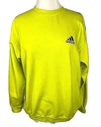 Vintage 90s Adidas 3 Stripe Embroider Logo Sweatshirt Pullover Size M Yellow