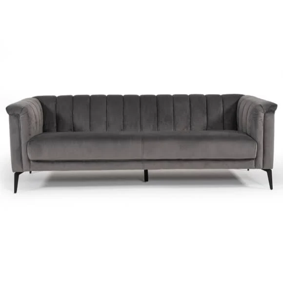 Jeremy Grey Velvet Sofa