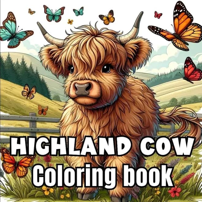 Highland Cow Coloring Book: 50 Beautiful Scottish Cows Coloring Pages for Adults & Kids