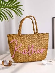 Boho Beach Tote with Personalized Name Large Handwoven Summer Bag – Jolly Gogo