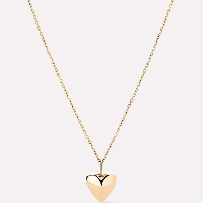 10K Solid Gold Solid Yellow Gold - Medium Heart Charm Necklace - Ana Luisa Jewelry - Waterproof Necklaces