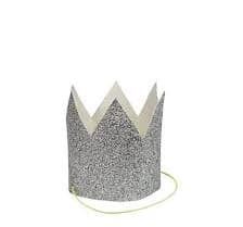 Mini Silver Glitter Crowns