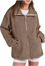 Amazon.com: JOFOW fuzzy fleece jacket women warm jacket women fleece cardigans for women plus size fleece jackets for women (BW1-C,Small) : Clothing, Shoes & Jewelry