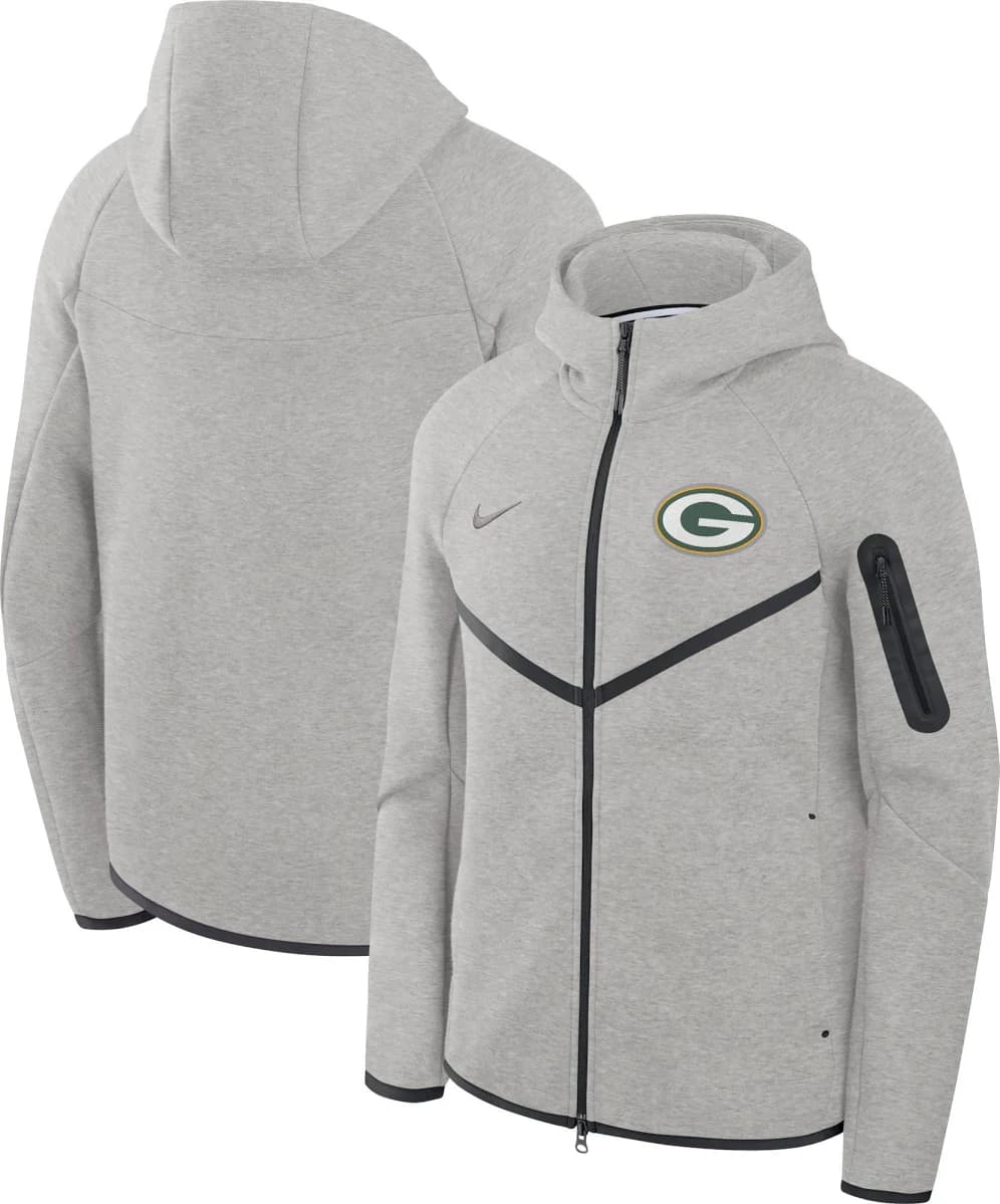 Nike Men's Green Bay Packers Tech Fleece Full-Zip Hoodie