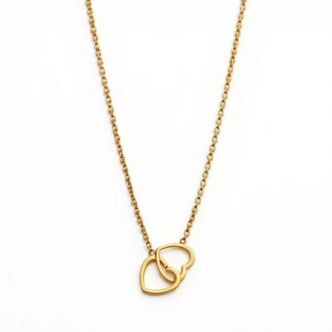 Minimalist Double Heart Pendant Necklace