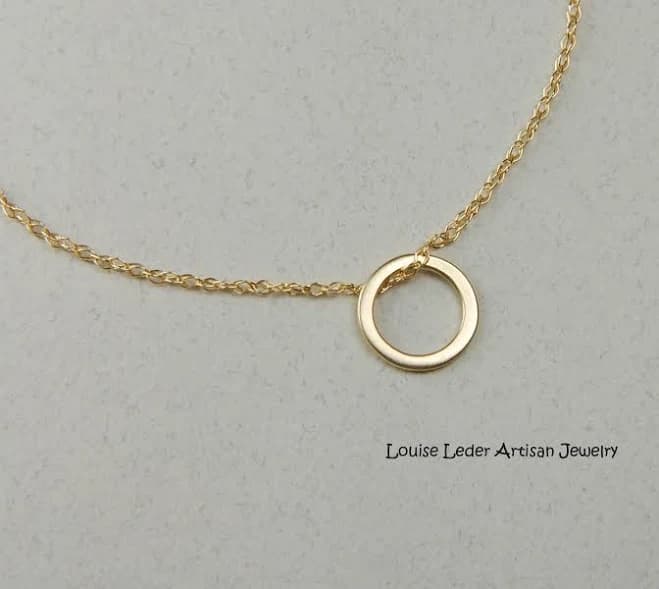 14K Solid Gold Minimalist Circle Necklace