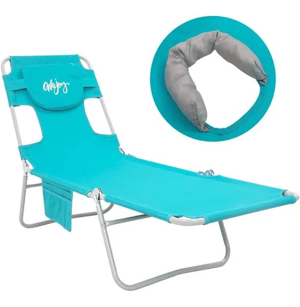 WEJOY Folding Adjustable Back Fabric Beach Lounger
