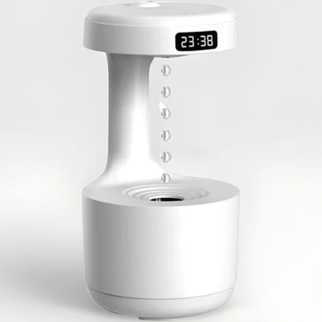 Creative Anti-Gravity Droplet Humidifier with LED Smart Display Clock