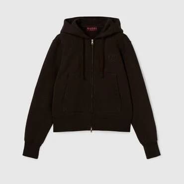 Gucci Brushed Cotton Jersey Zip Sweatshirt