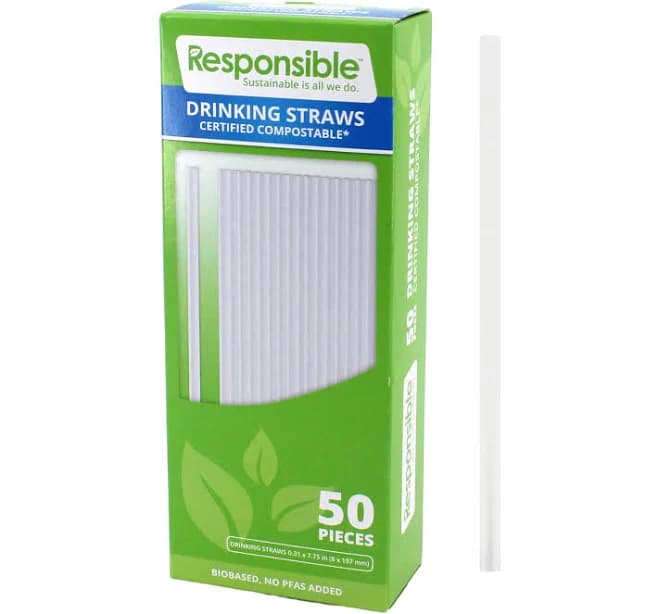 responsible products Compostable 7.75 Inch Straight Drinking Straws