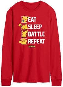 Pokémon Men's Eat Sleep Battle Repeat Long Sleeve Graphic T-Shirt