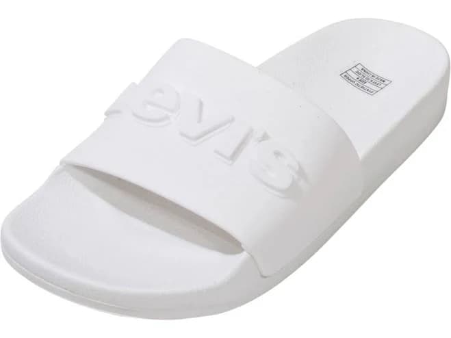 Levis Women's 3d-slide Sandals Bold Logo Shoes White Mono Chrome