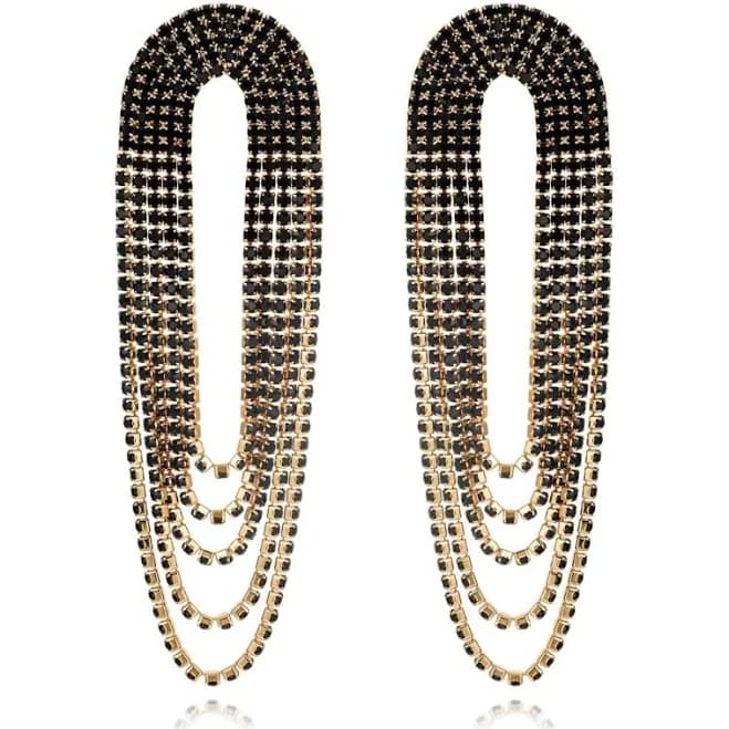 Ettika Crystal Drape Fringe Earrings Lady
