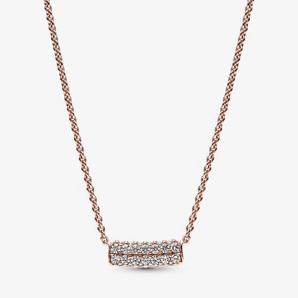 Pandora Timeless Pavé Double- Row Bar Collier Necklace
