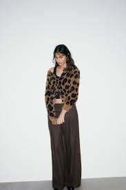 ANIMAL JACQUARD KNIT CARDIGAN - Leopard | ZARA Ireland