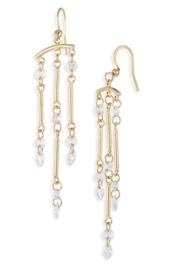 NORDSTROM RACK Floating Cubic Zirconia Bar Chandelier Earrings in Clear- Gold at Nordstrom Rack