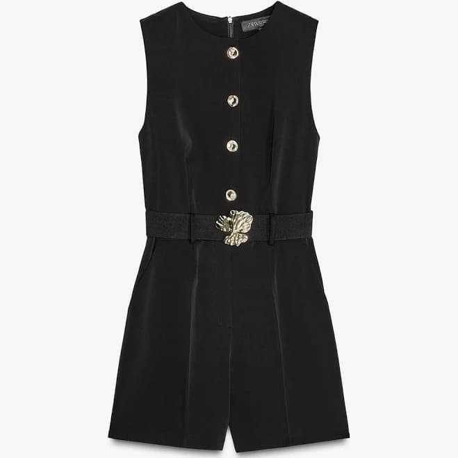 Zara Women's Belted Crepe Jumpsuit