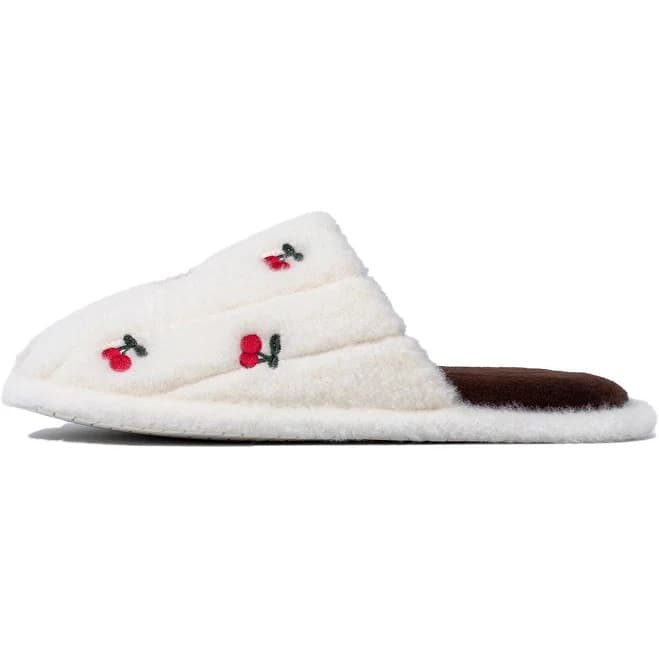 HelloSlippers Cherry Pattern Fluffy Plush Slippers