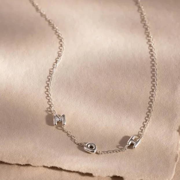 Caitlyn Minimalist Custom 3D Bubble Multiple Letter Necklace