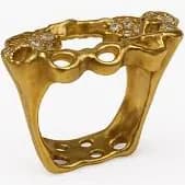 18k Gold Multi-Stone Natural White Diamond Cocktail Ring - Handmade Anniversary Jewelry