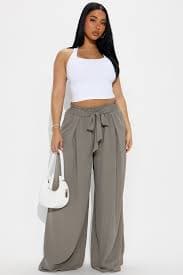 Mylene Tie Waist Pant - Charcoal | Fashion Nova