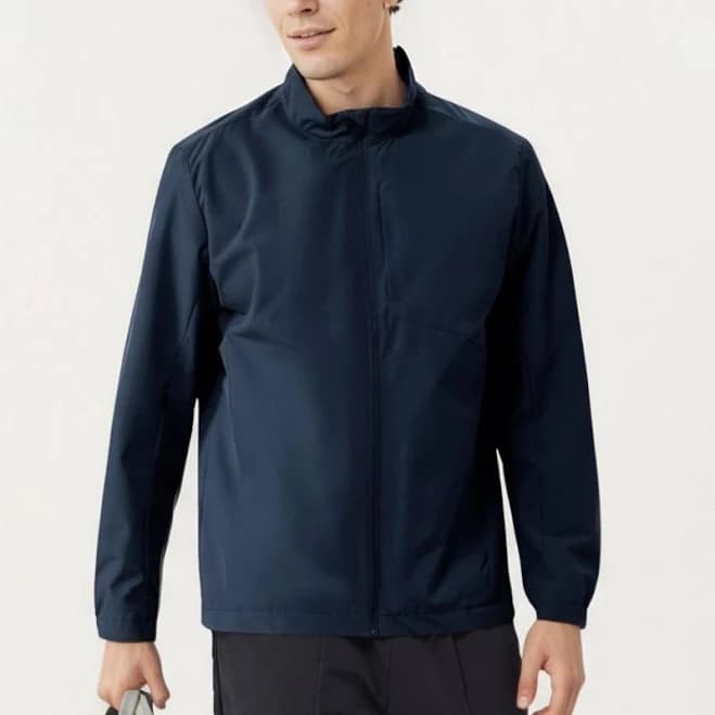 Anna-Kaci Men's Lightweight Zip-Up Jacket with Stand Collar and Long Sleeve