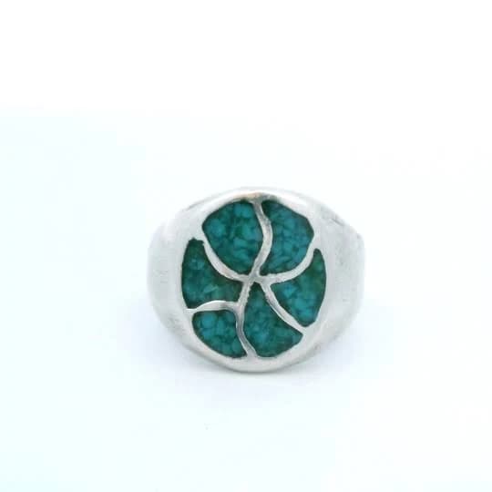 Vintage Sterling Silver Turquoise Inlay Ring