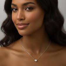 18K Solid White Gold 0.5 Carat / 1 Carat Moissanite Diamond Bezel Setting Necklace Anniversary Gift - Etsy Israel