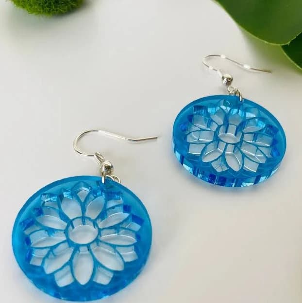 Translucent Acrylic Round Flower Earrings
