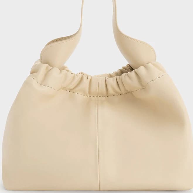Charles & Keith Ally Ruched Slouchy Chain-Handle Bag