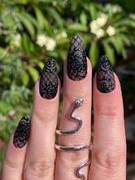Hand Painted Black Lace Press on Nails - Etsy