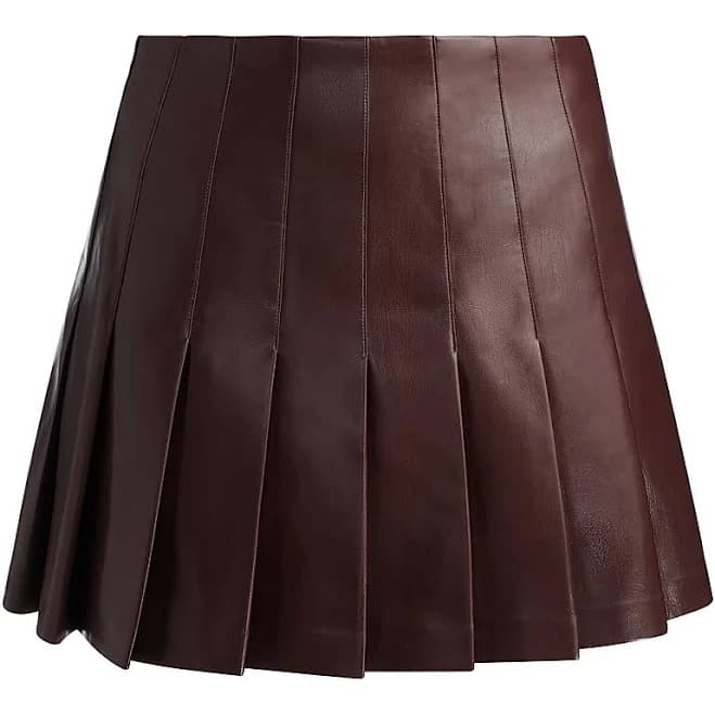 Alice + Olivia Women's Carter Pleated Vegan Leather Mini Skirt