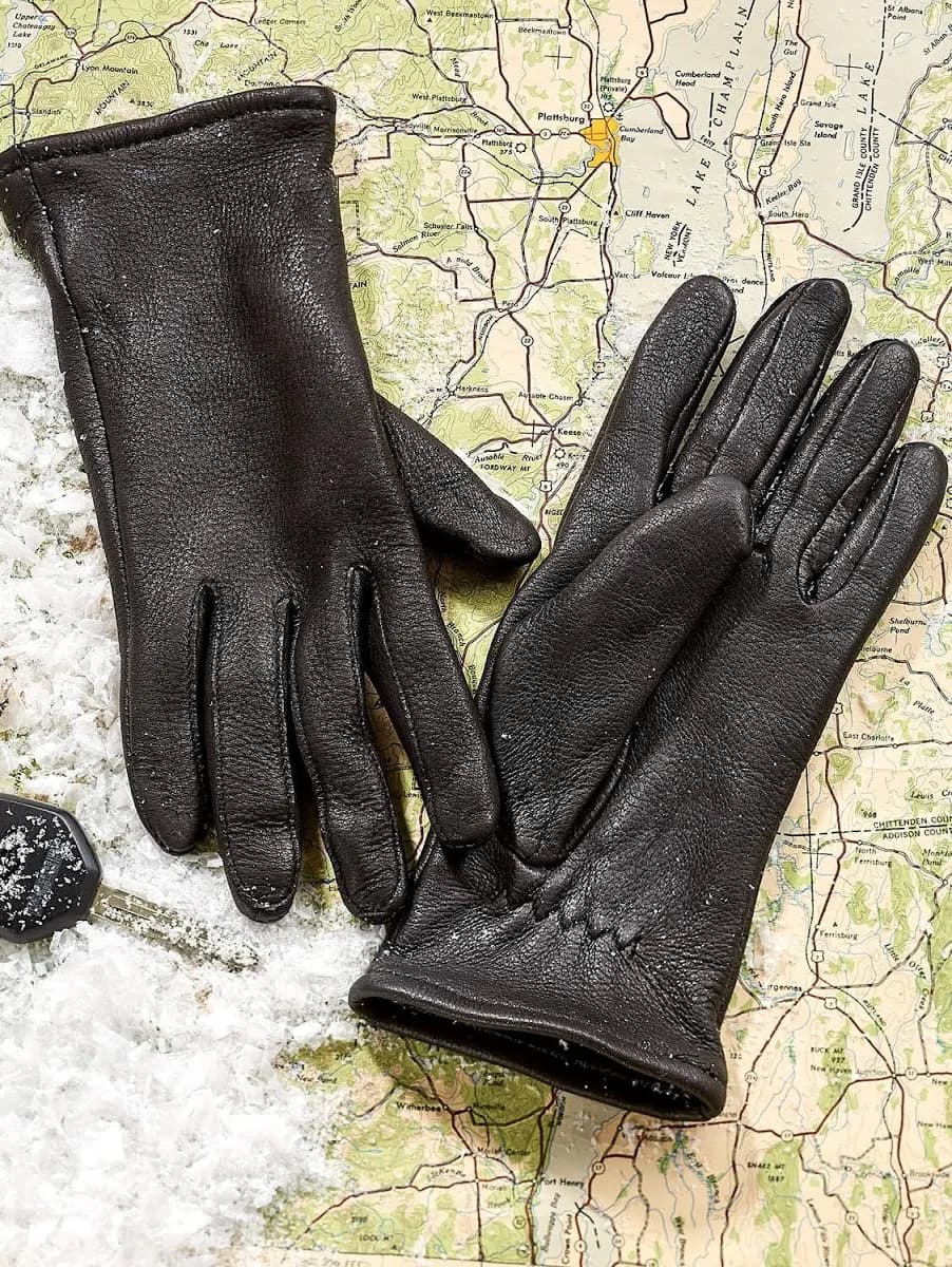 Vermont Country Store Women's Lined Deerskin Leather Gloves
