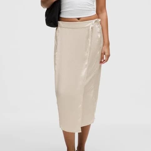 Lululemon Logo Charm Satin Waist-Tie Midi Skirt