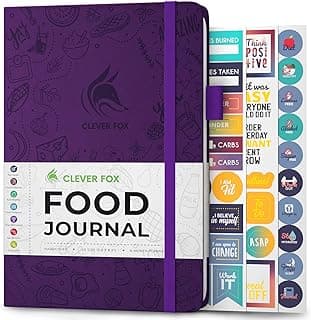 Clever Fox Food Journal - Daily Food Diary, Meal Planner to Track Calories & Nutrients, Weight Tracker Notebook, A5 (Purple)