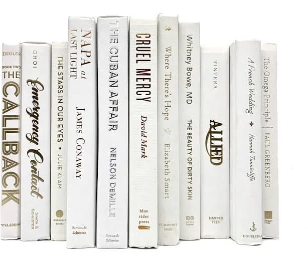 White Decorative Books by Color for Interior Design, Home Decor 10 Books