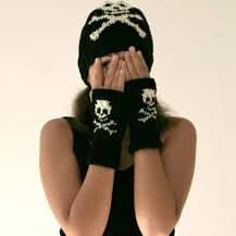 Skull Fingerless Gloves in Black and Cream - Soft Knit Mittens - Wool Gloves - Gift for Her - Teen Accessories - Black Mittens